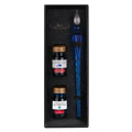 Jacques Herbin Round Glass Pen Blue – Γυάλινη πένα + 2 μελάνια 10 ml (Bleu des Profondeurs, Bleu Pervenche)
