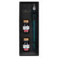 Jacques Herbin Round Glass Pen Emerald – Γυάλινη πένα + 2 μελάνια 10 ml (Vert de Gris, Bleu Calanque)