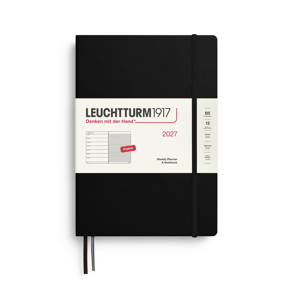 Leuchtturm1917 Ημερολόγιο 2027 B5 Black – Εβδομαδιαίο με σημειώσεις, σκληρό εξώφυλλο