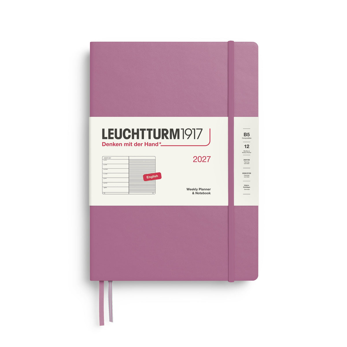 Leuchtturm1917 Ημερολόγιο 2027 B5 Dusty Rose – Εβδομαδιαίο με σημειώσεις, σκληρό εξώφυλλο