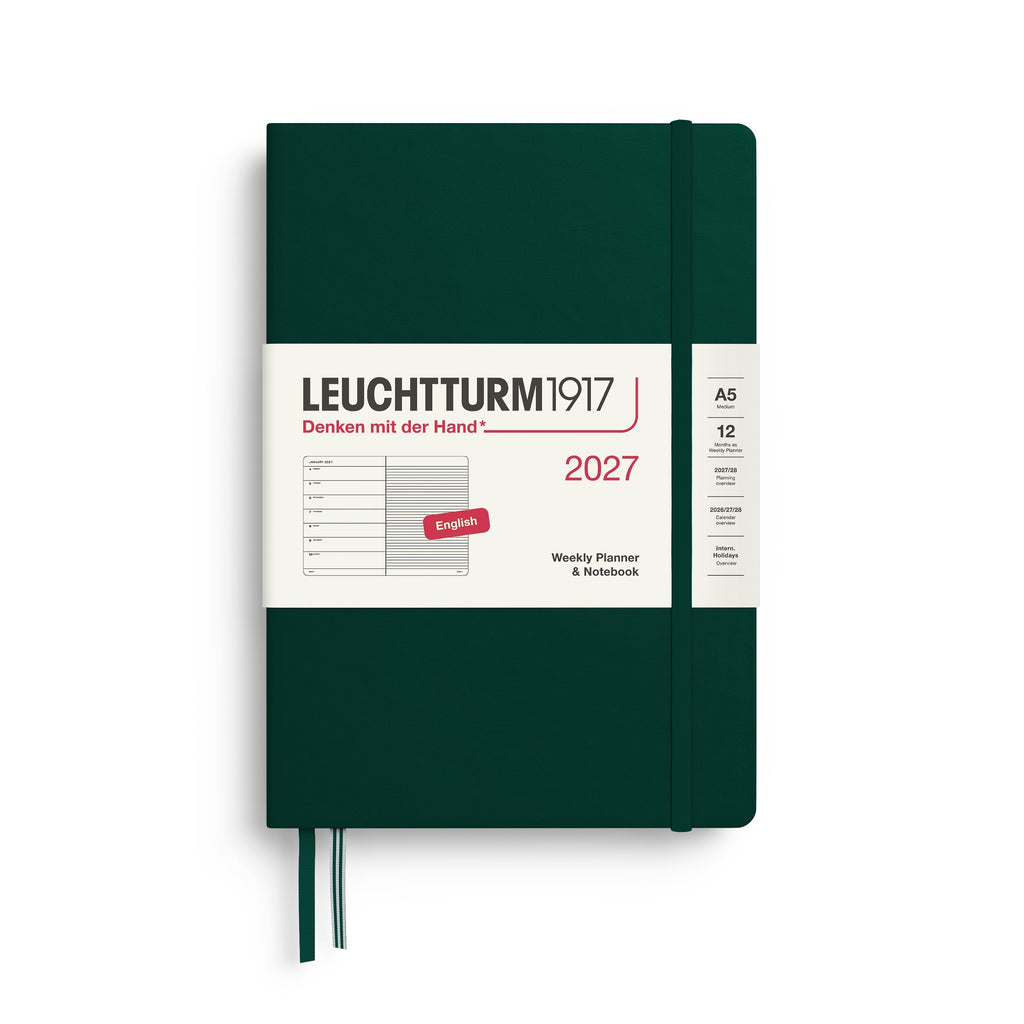 Leuchtturm1917 Ημερολόγιο 2027 A5 Forest Green – Εβδομαδιαίο με σημειώσεις, σκληρό εξώφυλλο – Γραμμές