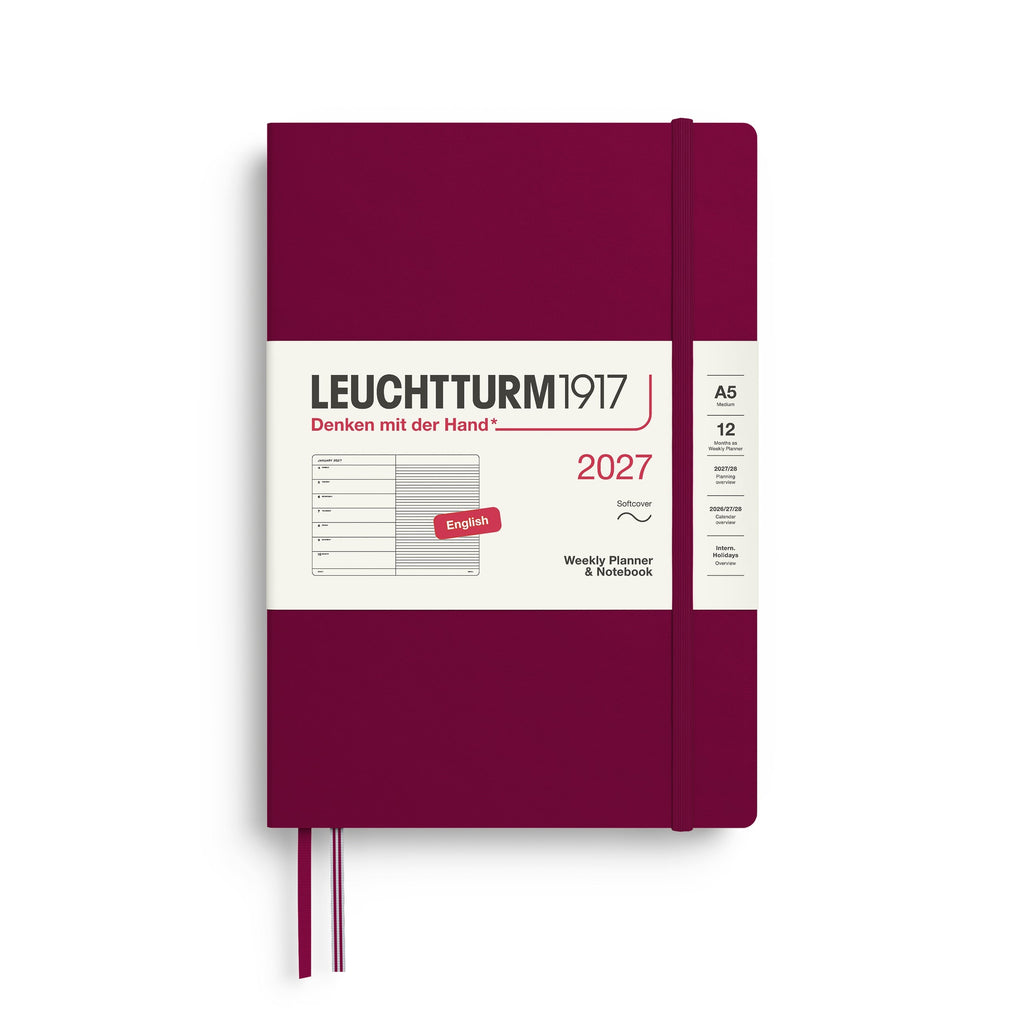 Leuchtturm1917 Ημερολόγιο 2027 A5 Port Red – Εβδομαδιαίο με σημειώσεις, μαλακό εξώφυλλο