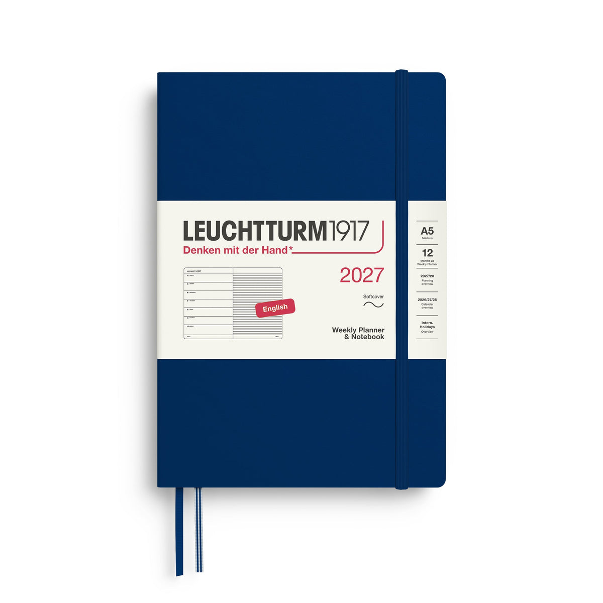 Leuchtturm1917 Ημερολόγιο 2027 A5 Navy – Εβδομαδιαίο με σημειώσεις, μαλακό εξώφυλλο