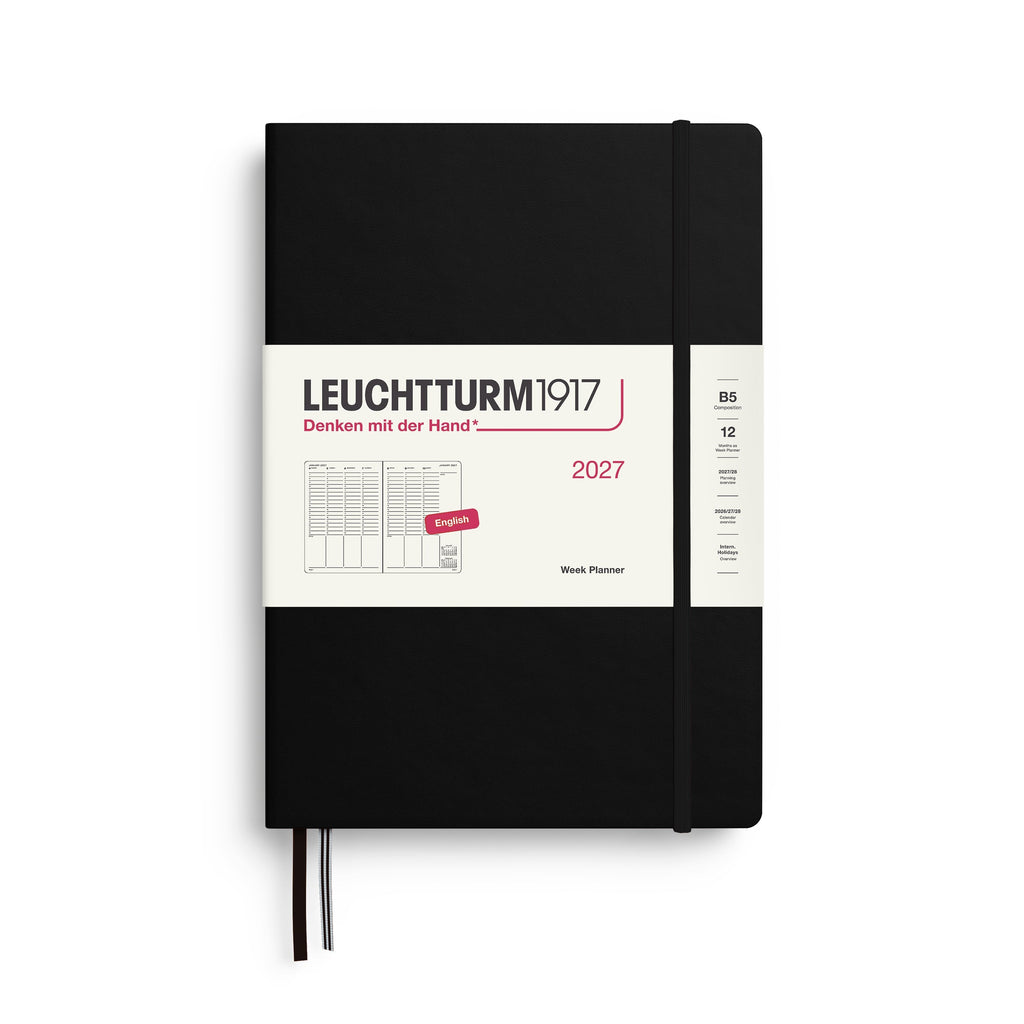 Leuchtturm1917 Ημερολόγιο 2027 B5 Black – Εβδομαδιαίο σε στήλες, σκληρό εξώφυλλο