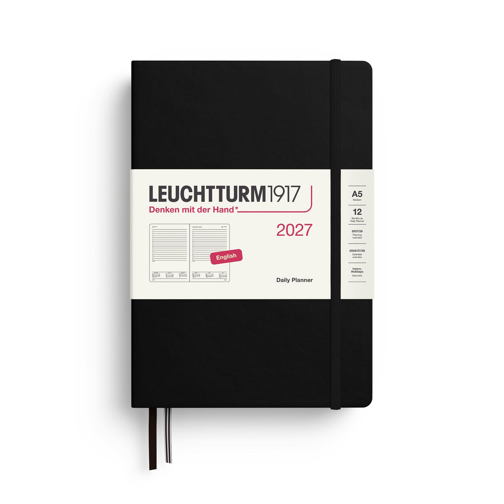 Leuchtturm1917 Ημερολόγιο 2027 A5 Black – Ημερήσιο με σκληρό εξώφυλλο – Γραμμές