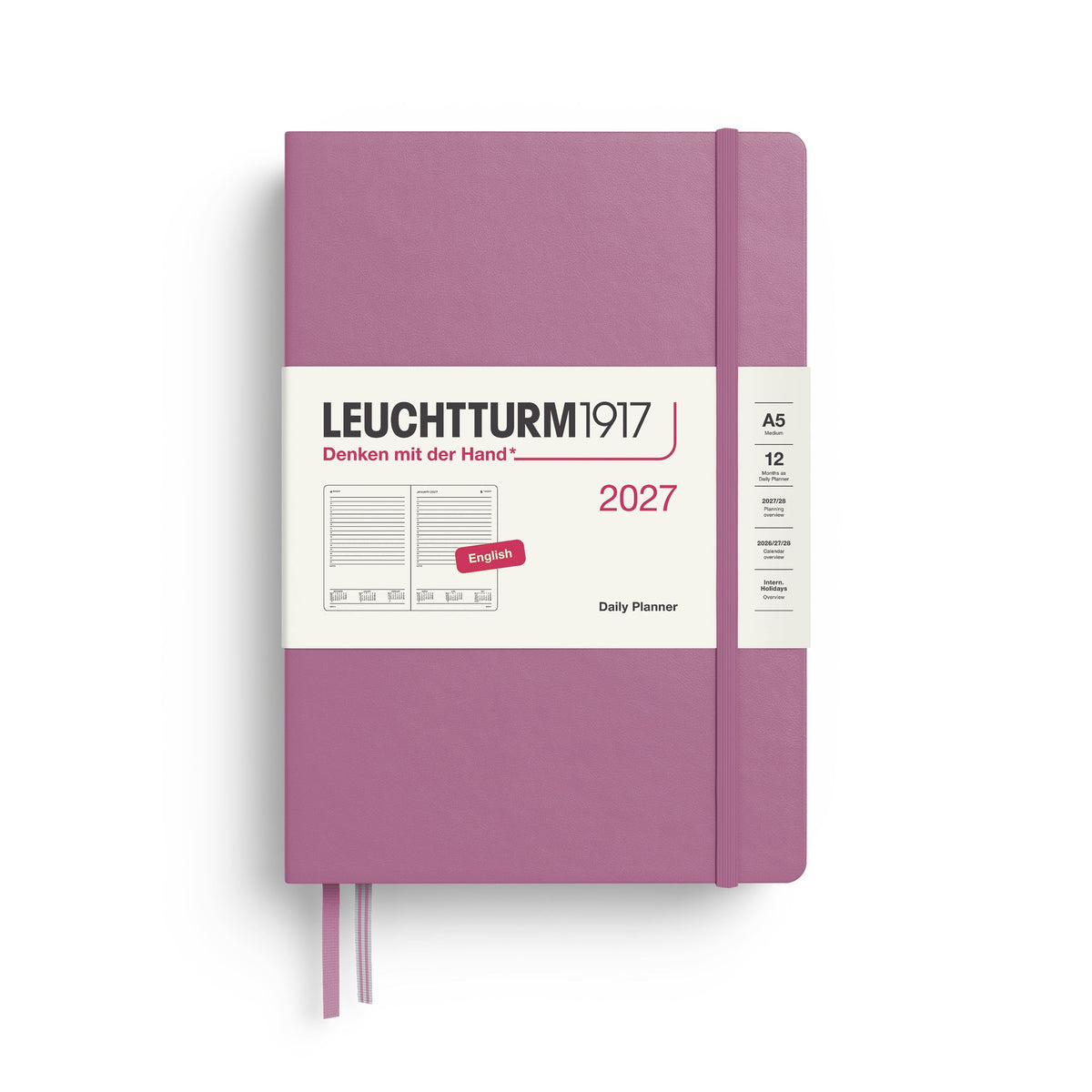 Leuchtturm1917 Ημερολόγιο 2027 A5 Dusty Rose – Ημερήσιο με σκληρό εξώφυλλο – Γραμμές