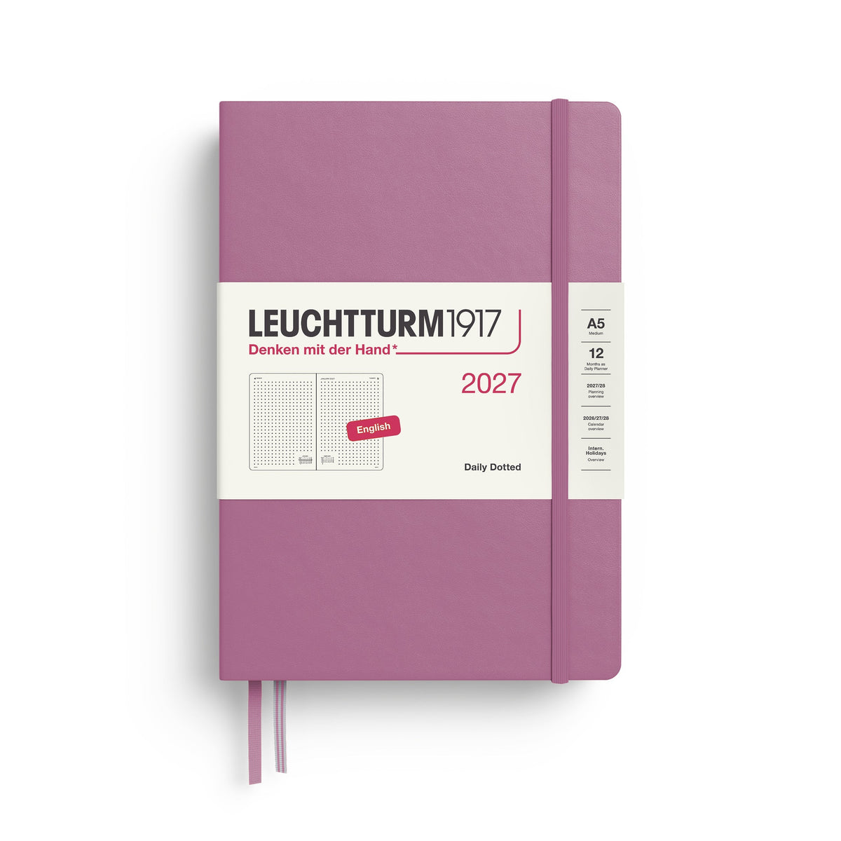 Leuchtturm1917 Ημερολόγιο 2027 A5 Dusty Rose – Ημερήσιο με σκληρό εξώφυλλο – Τελείες