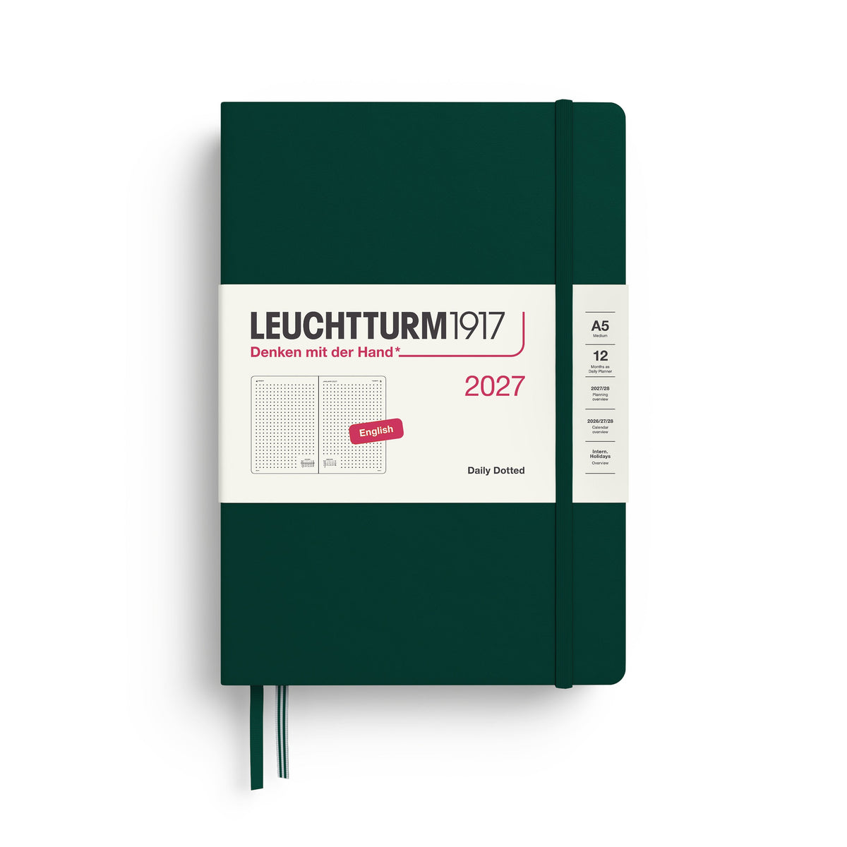 Leuchtturm1917 Ημερολόγιο 2027 A5 Forest Green – Ημερήσιο με σκληρό εξώφυλλο – Τελείες