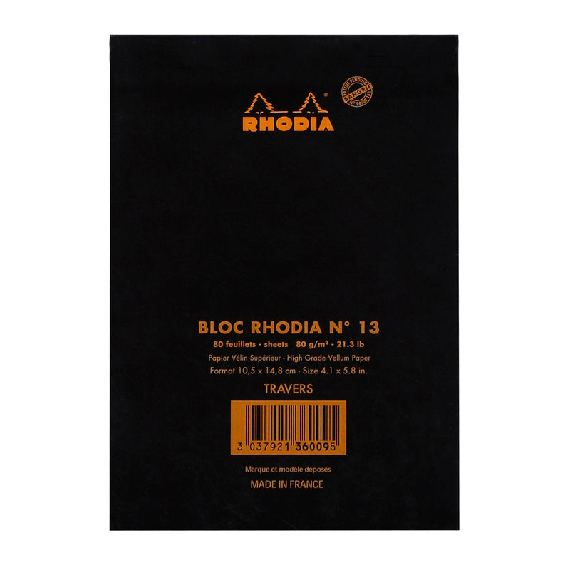 Rhodia Bloc Black – Μπλοκ σημειώσεων με γραμμές (80 φύλλα)
