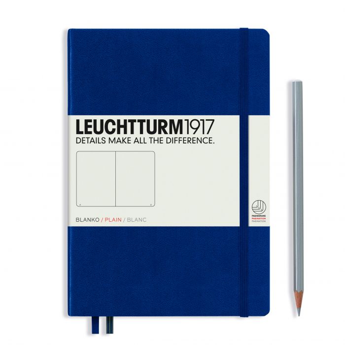 Leuchtturm1917 Medium A5 – Σημειωματάριο με σκληρό εξώφυλλο (251 σελ.) – Navy Λευκές