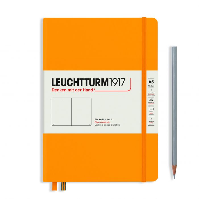 Leuchtturm1917 Medium A5 – Σημειωματάριο με σκληρό εξώφυλλο (251 σελ.) – Rising Sun Λευκές