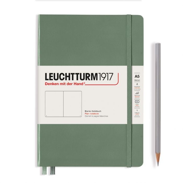 Leuchtturm1917 Medium A5 – Σημειωματάριο με σκληρό εξώφυλλο (251 σελ.) – Olive Λευκές