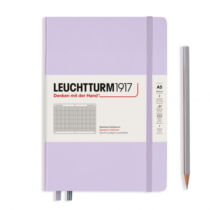 Leuchtturm1917 Medium A5 – Σημειωματάριο με σκληρό εξώφυλλο (251 σελ.) – Lilac Τετράγωνα