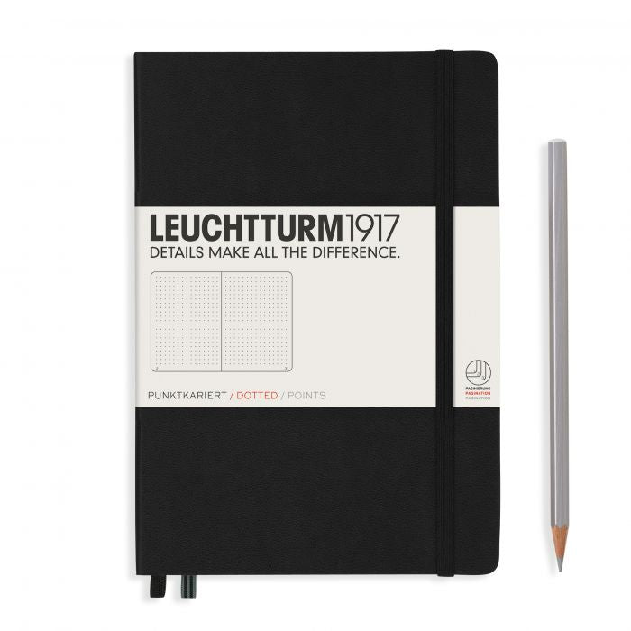 Leuchtturm1917 Medium A5 – Σημειωματάριο με σκληρό εξώφυλλο (251 σελ.) – Black Τελείες