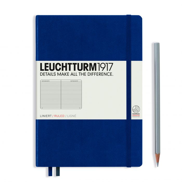 Leuchtturm1917 Medium A5 – Σημειωματάριο με σκληρό εξώφυλλο (251 σελ.) – Navy Γραμμές