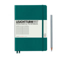 Leuchtturm1917 Medium A5 – Σημειωματάριο με σκληρό εξώφυλλο (251 σελ.) – Pacific Green Γραμμές