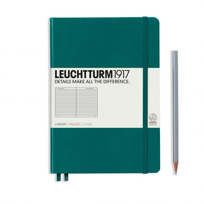 Leuchtturm1917 Medium A5 – Σημειωματάριο με σκληρό εξώφυλλο (251 σελ.) – Pacific Green