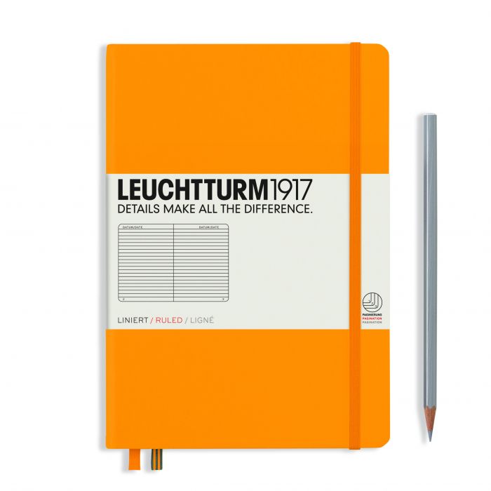 Leuchtturm1917 Medium A5 – Σημειωματάριο με σκληρό εξώφυλλο (251 σελ.) – Rising Sun Γραμμές