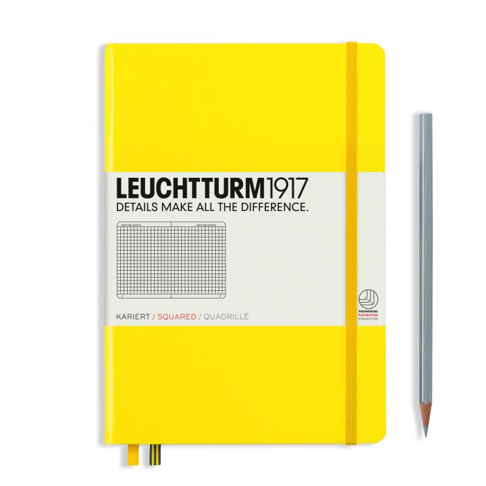 Leuchtturm1917 Medium A5 – Σημειωματάριο με σκληρό εξώφυλλο (251 σελ.) – Lemon Τετράγωνα