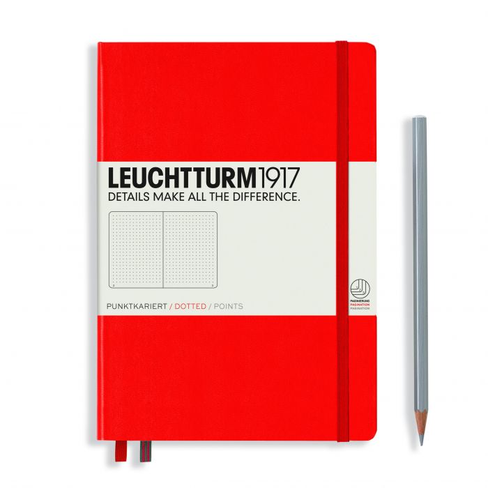 Leuchtturm1917 Medium A5 – Σημειωματάριο με σκληρό εξώφυλλο (251 σελ.) – Red Τελείες