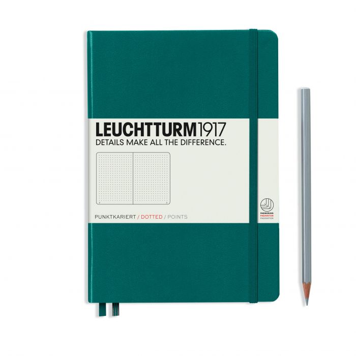 Leuchtturm1917 Medium A5 – Σημειωματάριο με σκληρό εξώφυλλο (251 σελ.) – Pacific Green Τελείες