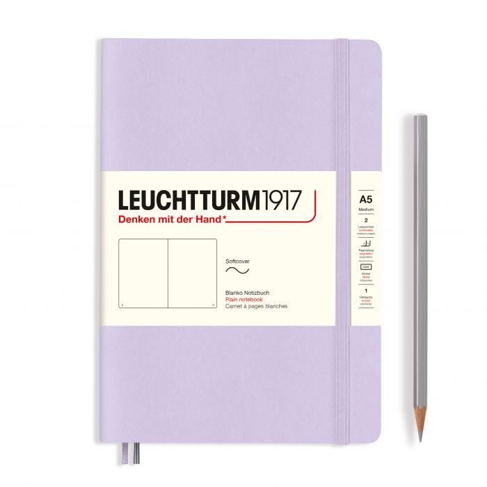 Leuchtturm1917 Medium A5 – Σημειωματάριο με μαλακό εξώφυλλο (123 σελ.) – Lilac Λευκές