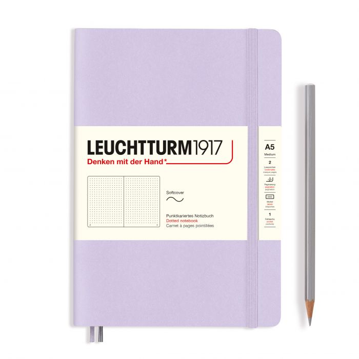 Leuchtturm1917 Medium A5 – Σημειωματάριο με μαλακό εξώφυλλο (123 σελ.) – Lilac Τελείες