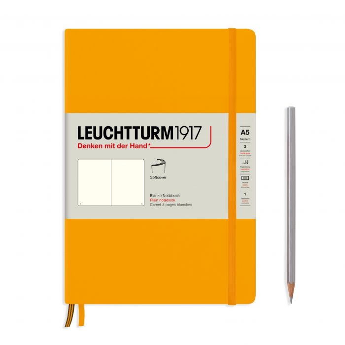 Leuchtturm1917 Medium A5 – Σημειωματάριο με μαλακό εξώφυλλο (123 σελ.) – Rising Sun Λευκές