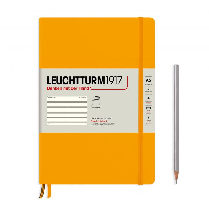 Leuchtturm1917 Medium A5 – Σημειωματάριο με μαλακό εξώφυλλο (123 σελ.) – Rising Sun Γραμμές