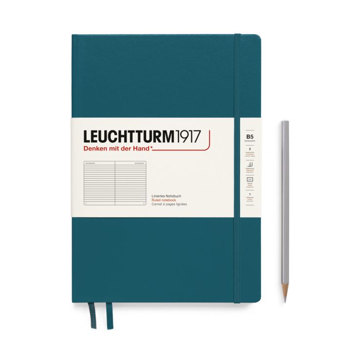 Leuchtturm1917 Composition B5 – Σημειωματάριο με σκληρό εξώφυλλο (219 σελ.) – Navy Λευκές