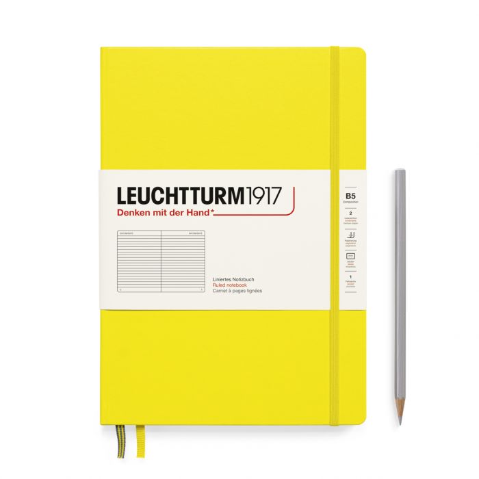 Leuchtturm1917 Composition B5 – Σημειωματάριο με σκληρό εξώφυλλο (219 σελ.) – Lemon Γραμμές