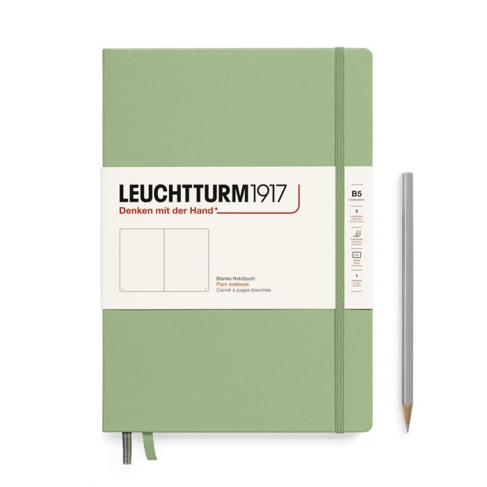 Leuchtturm1917 Composition B5 – Σημειωματάριο με σκληρό εξώφυλλο (219 σελ.) – Sage Λευκές