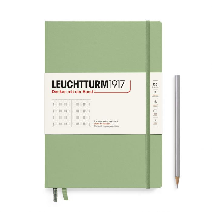 Leuchtturm1917 Composition B5 – Σημειωματάριο με σκληρό εξώφυλλο (219 σελ.) – Sage Τελείες