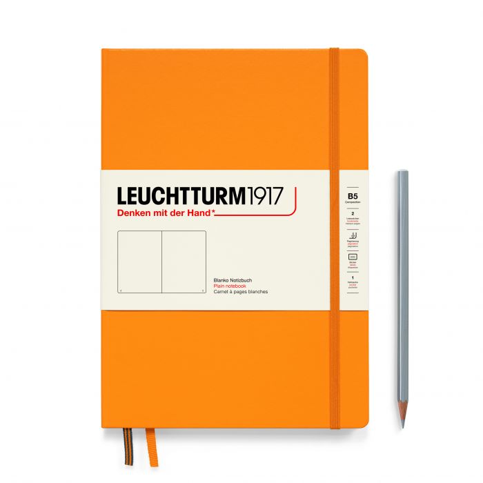 Leuchtturm1917 Composition B5 – Σημειωματάριο με σκληρό εξώφυλλο (219 σελ.) – Rising Sun Λευκές