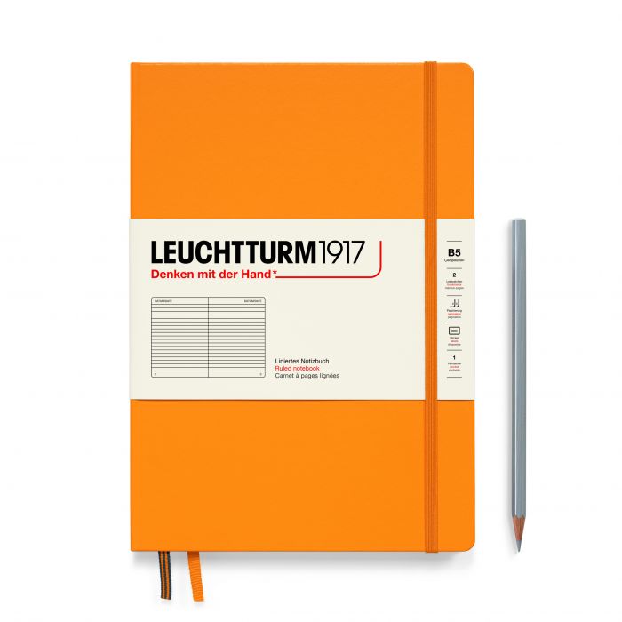 Leuchtturm1917 Composition B5 – Σημειωματάριο με σκληρό εξώφυλλο (219 σελ.) – Rising Sun Γραμμές