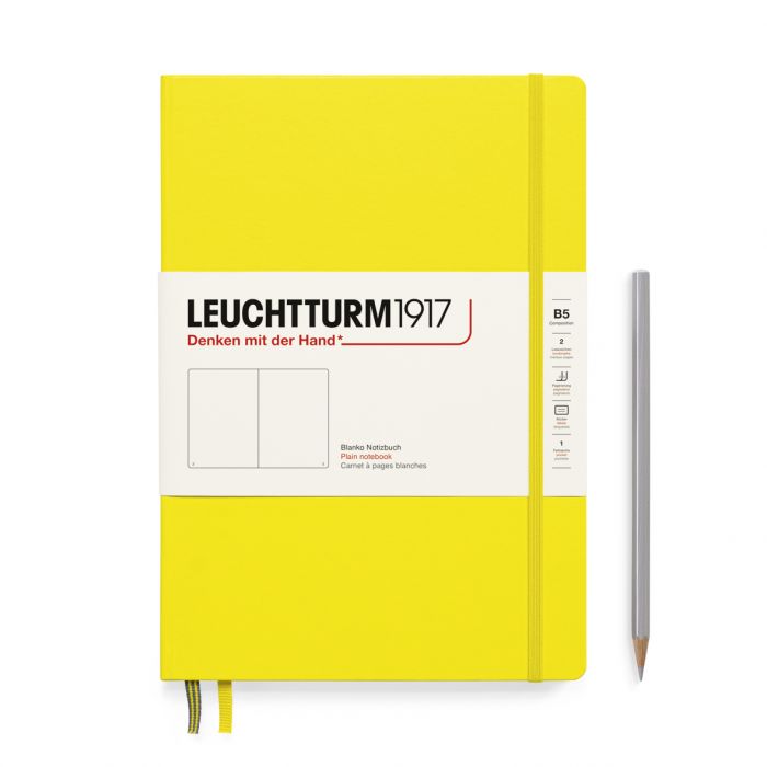 Leuchtturm1917 Composition B5 – Σημειωματάριο με σκληρό εξώφυλλο (219 σελ.) – Lemon Λευκές