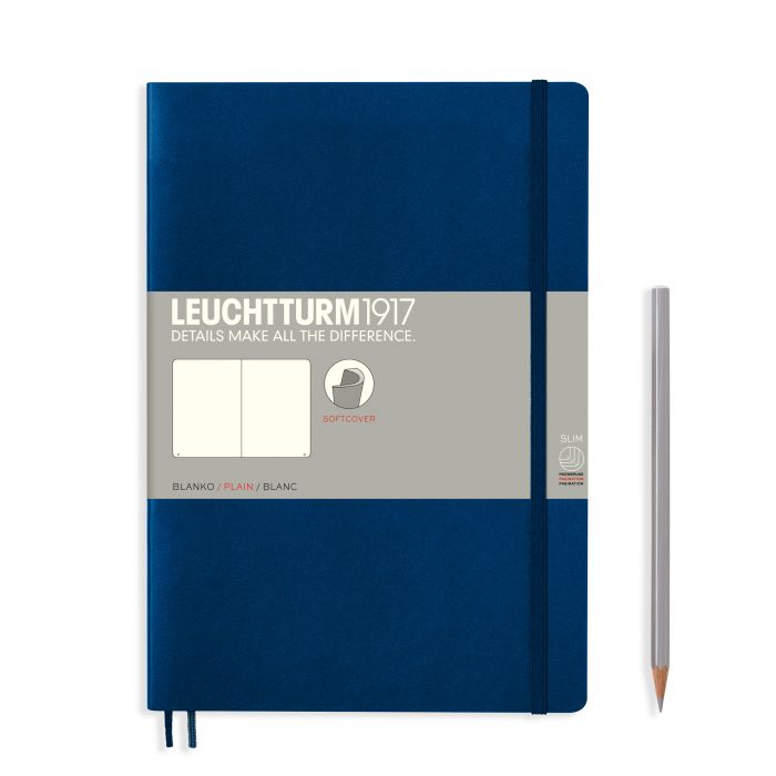 Leuchtturm1917 Composition B5 – Σημειωματάριο με μαλακό εξώφυλλο (123 σελ.) – Navy Λευκές