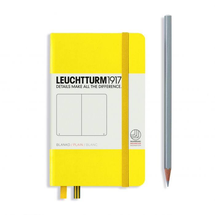 Leuchtturm1917 Pocket A6 – Σημειωματάριο με σκληρό εξώφυλλο (187 σελ.) – Lemon Λευκές