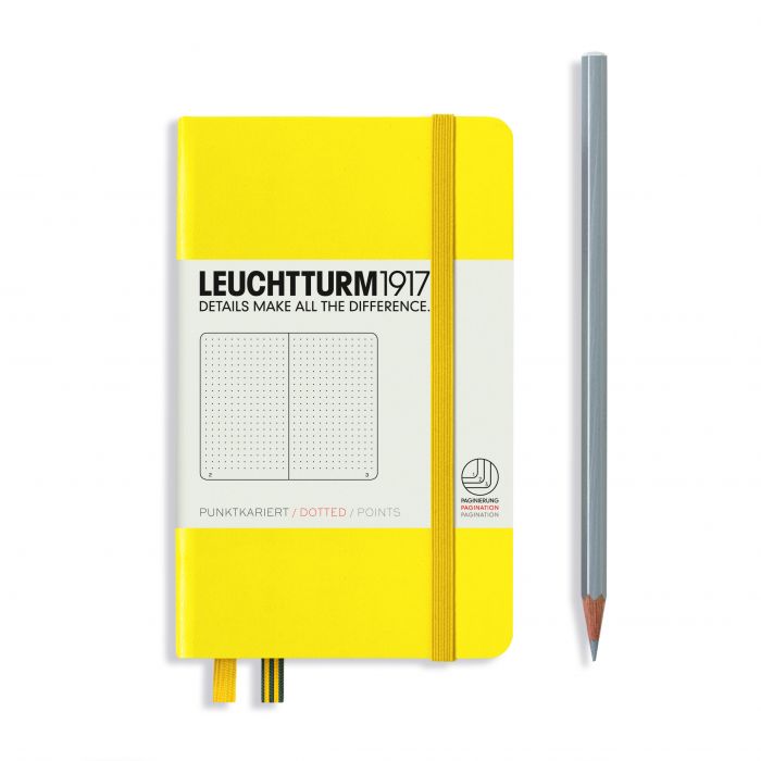 Leuchtturm1917 Pocket A6 – Σημειωματάριο με σκληρό εξώφυλλο (187 σελ.) – Lemon Τελείες