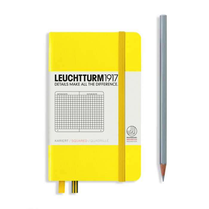 Leuchtturm1917 Pocket A6 – Σημειωματάριο με σκληρό εξώφυλλο (187 σελ.) – Lemon Τετράγωνα