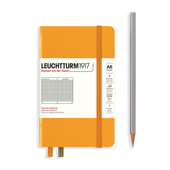 Leuchtturm1917 Pocket A6 – Σημειωματάριο με σκληρό εξώφυλλο (187 σελ.) – Rising Sun Τετράγωνα