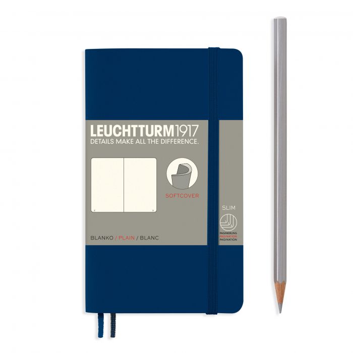 Leuchtturm1917 Pocket A6 – Σημειωματάριο με μαλακό εξώφυλλο (123 σελ.) – Navy Λευκές
