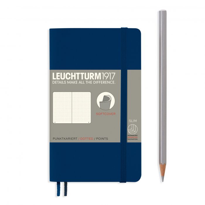 Leuchtturm1917 Pocket A6 – Σημειωματάριο με μαλακό εξώφυλλο (123 σελ.) – Navy Τελείες