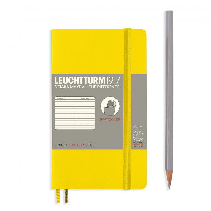 Leuchtturm1917 Pocket A6 – Σημειωματάριο με μαλακό εξώφυλλο (123 σελ.) – Lemon Γραμμές