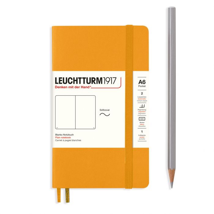 Leuchtturm1917 Pocket A6 – Σημειωματάριο με μαλακό εξώφυλλο (123 σελ.) – Rising Sun Λευκές