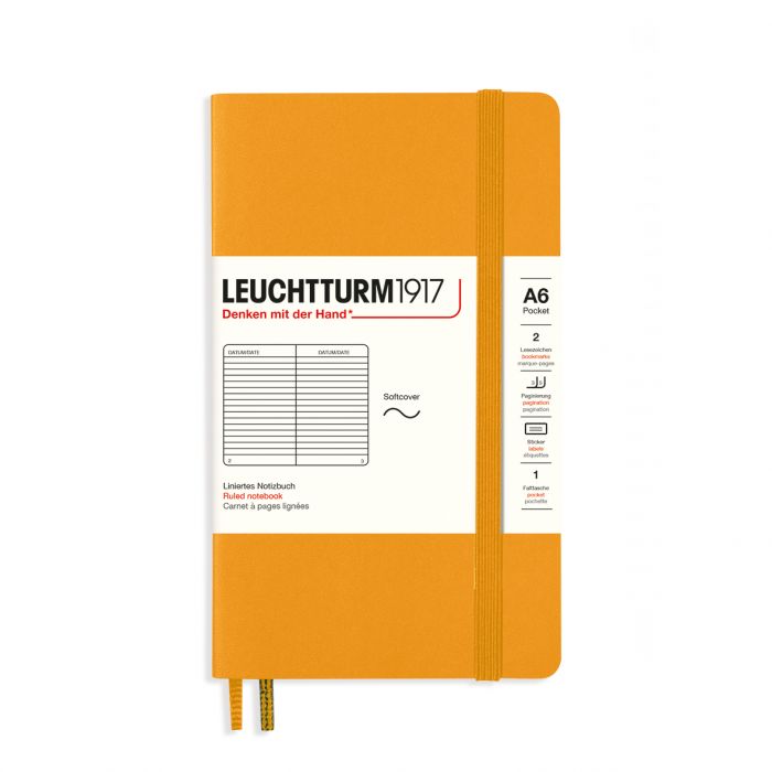 Leuchtturm1917 Pocket A6 – Σημειωματάριο με μαλακό εξώφυλλο (123 σελ.) – Rising Sun Γραμμές