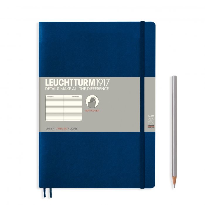 Leuchtturm1917 Composition B5 – Σημειωματάριο με μαλακό εξώφυλλο (123 σελ.) – Navy Γραμμές