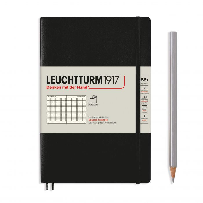 Leuchtturm1917 Paperback B6+ – Σημειωματάριο με μαλακό εξώφυλλο (123 σελ.) – Black Γραμμές