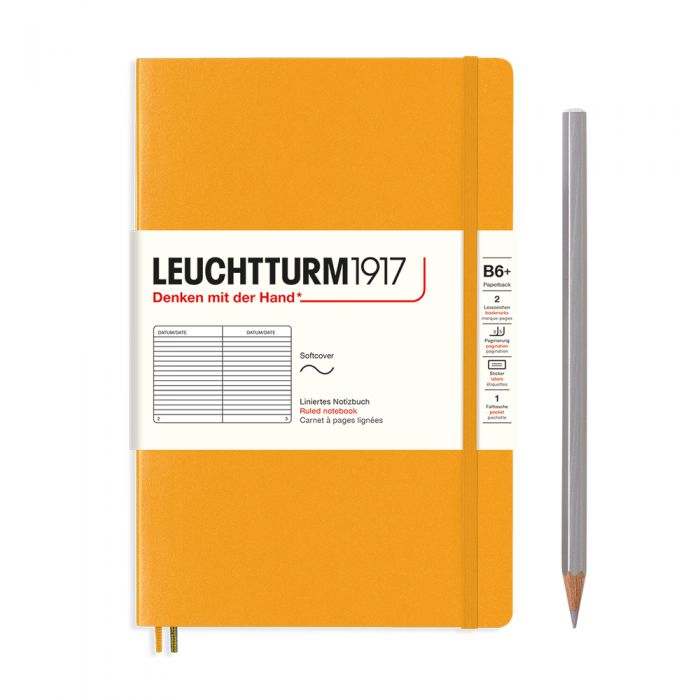 Leuchtturm1917 Paperback B6+ – Σημειωματάριο με μαλακό εξώφυλλο (123 σελ.) – Rising Sun Γραμμές