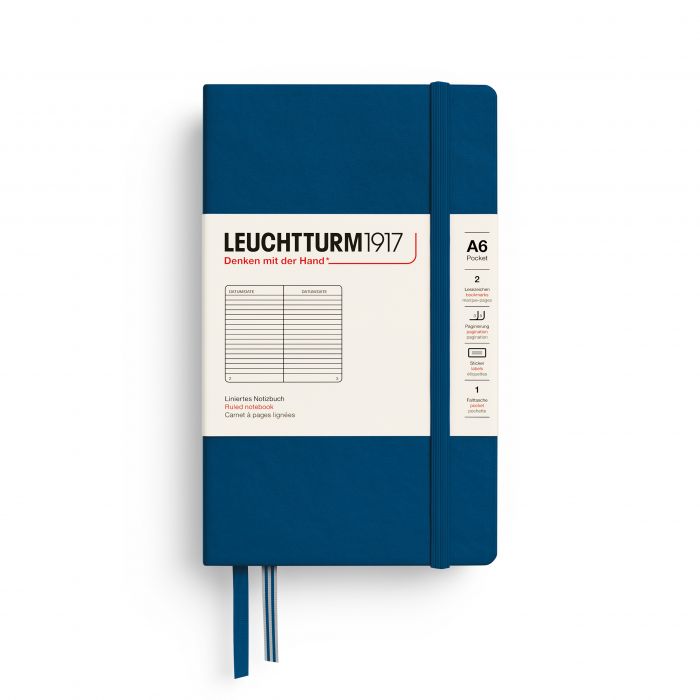 Leuchtturm1917 Pocket A6 – Σημειωματάριο με σκληρό εξώφυλλο (187 σελ.) – Indigo Γραμμές